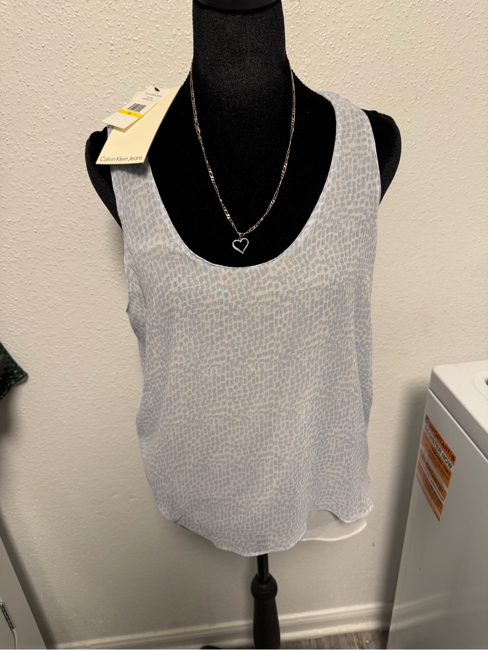 Calvin Klein Jeans Pale Blue Printed Scoop Neck Tank